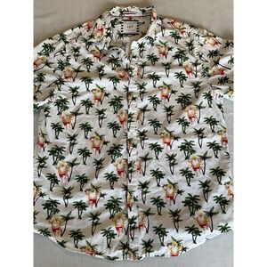 Denim & Flower Ricky Singh JOY Button Up Shirt L Santa Palm Trees Men's